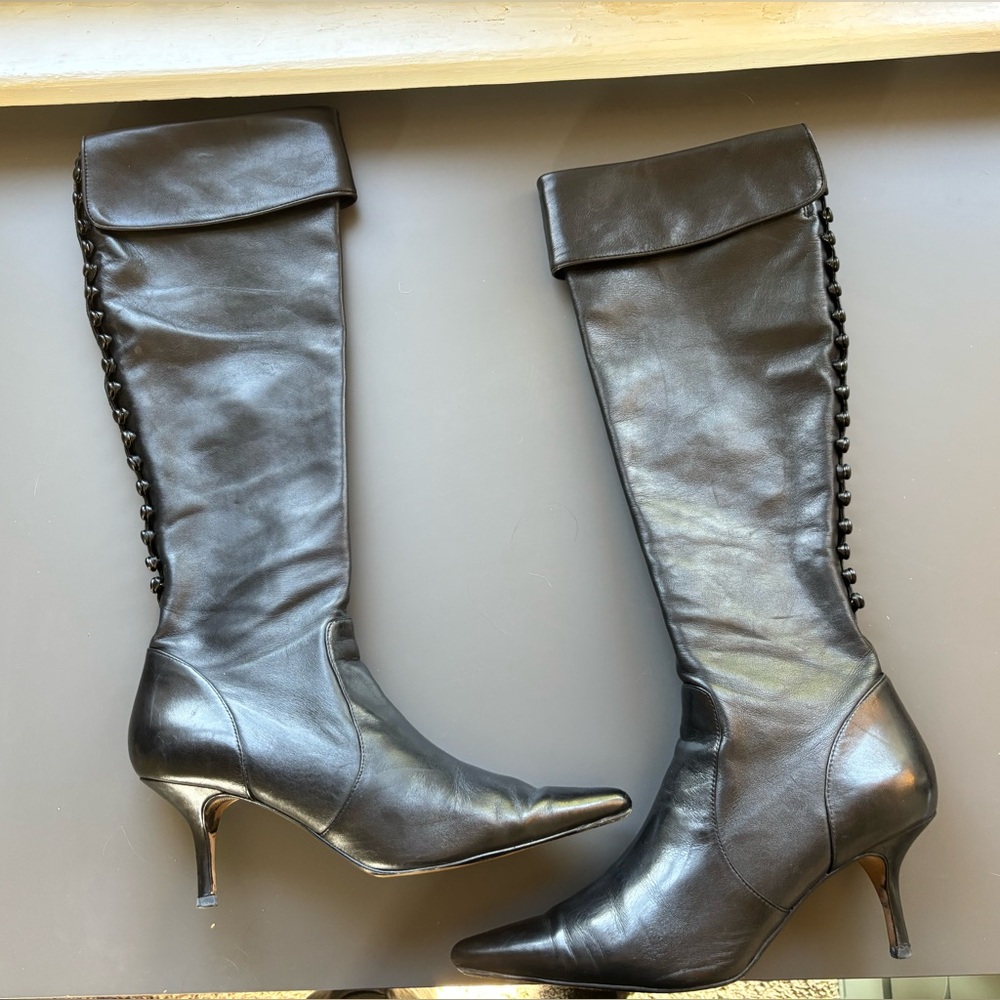 MaxStudio Knee High Leather Boots- 10
